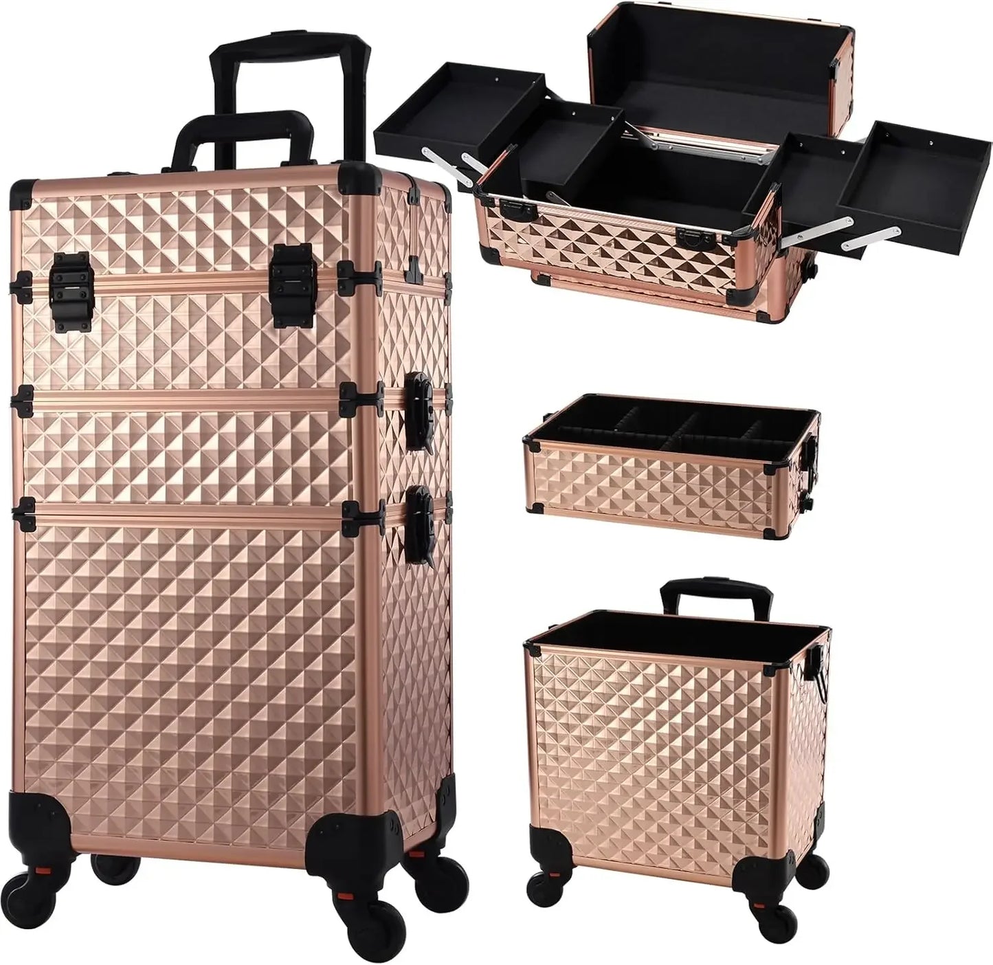 Maxulene Rolling Makeup Case On Wheels 3 In 1 Trolley