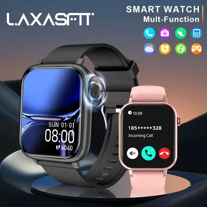 LAXASFIT Waterproof Smartwatch with Bluetooth Call and Voice Assistant