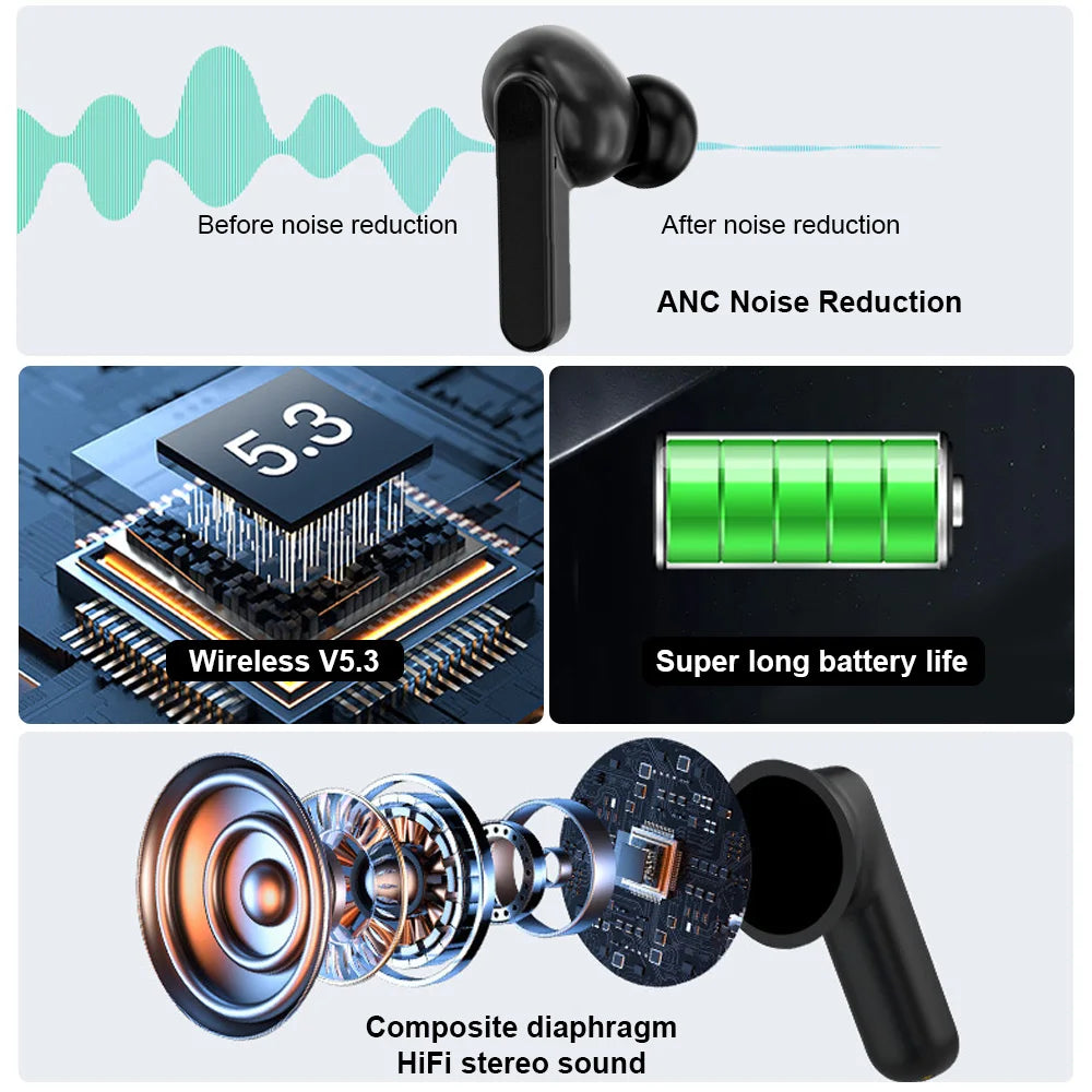 GREATWALL TWS Bluetooth Earphones With LCD Touch Screen HiFi