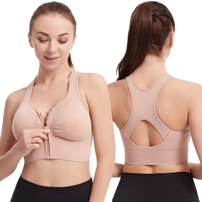 Women's Front Zipper Yoga Sports Bra Fitness Top For Women