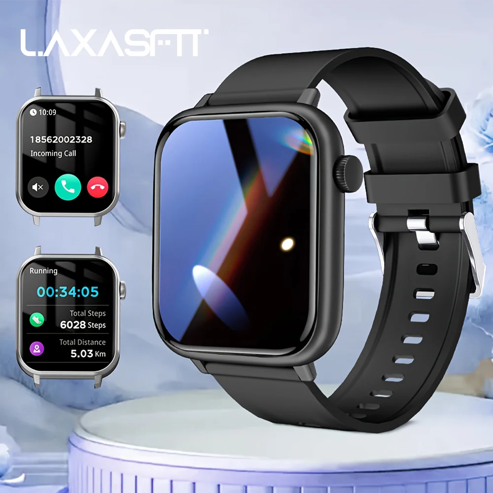 LAXASFIT Waterproof Smartwatch with Bluetooth Call and Voice Assistant
