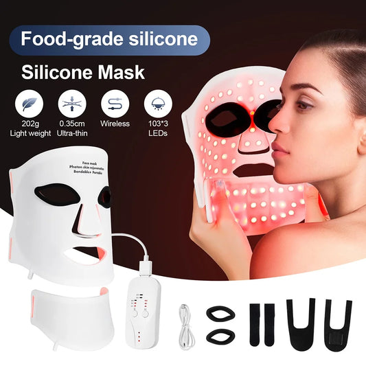 Foreverlily Silicone LED Mask for Face and Neck Infrared Therapy