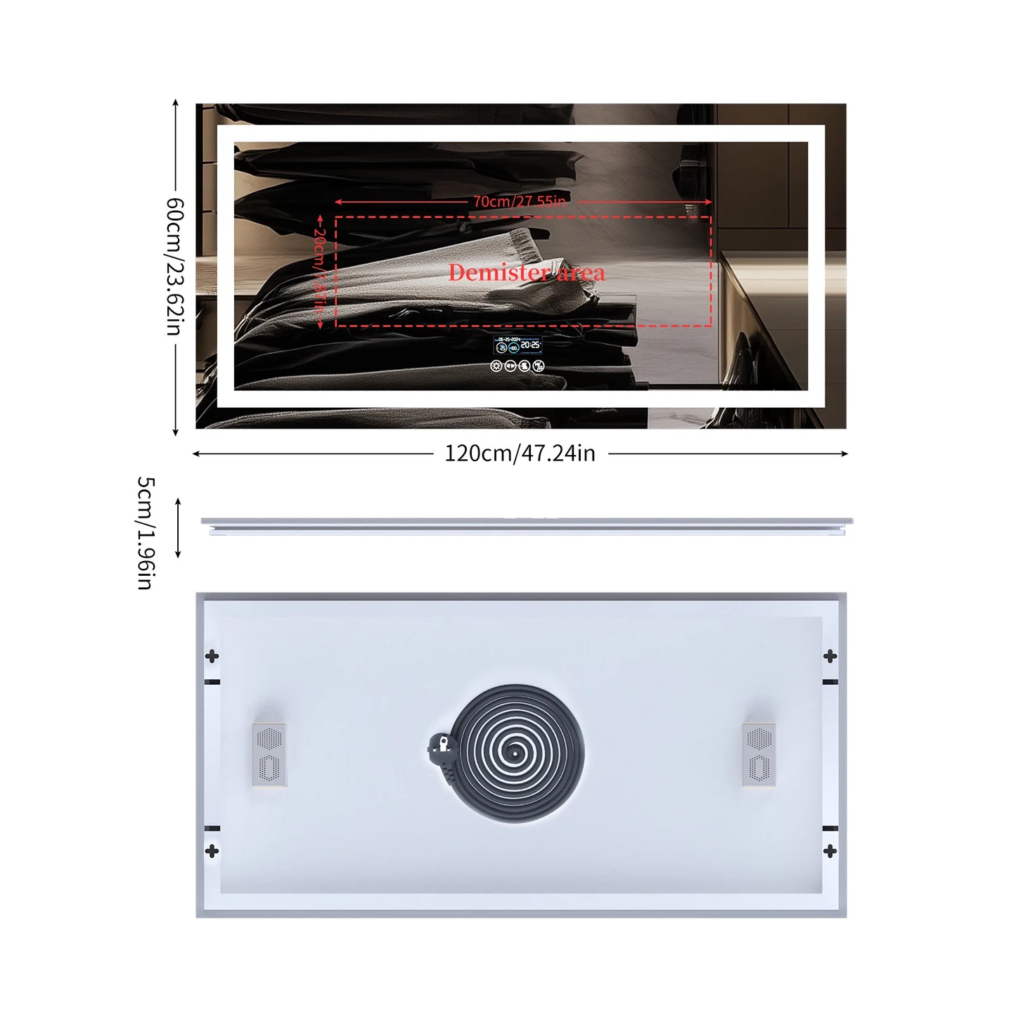 LUVODI RGB Backlit Bathroom Mirror With Bluetooth Speaker