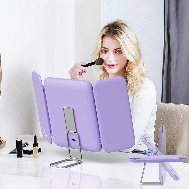 SEJOY Makeup Mirror With Lights 1X 3X 7X Magnification TriFold Portable LED Touch Control