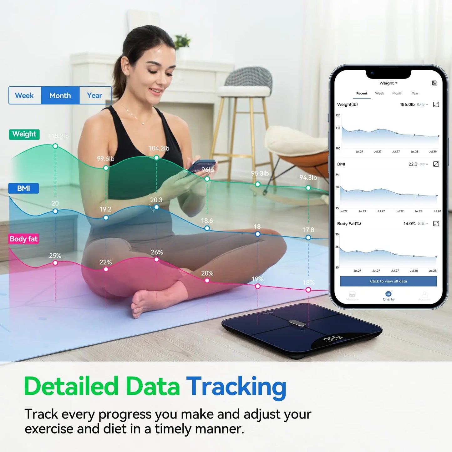 Hign-concerned Smart Weight Scale With BMI Body Fat Mass
