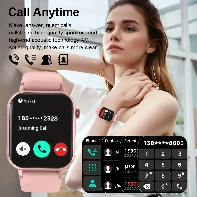 LAXASFIT Waterproof Smartwatch with Bluetooth Call and Voice Assistant