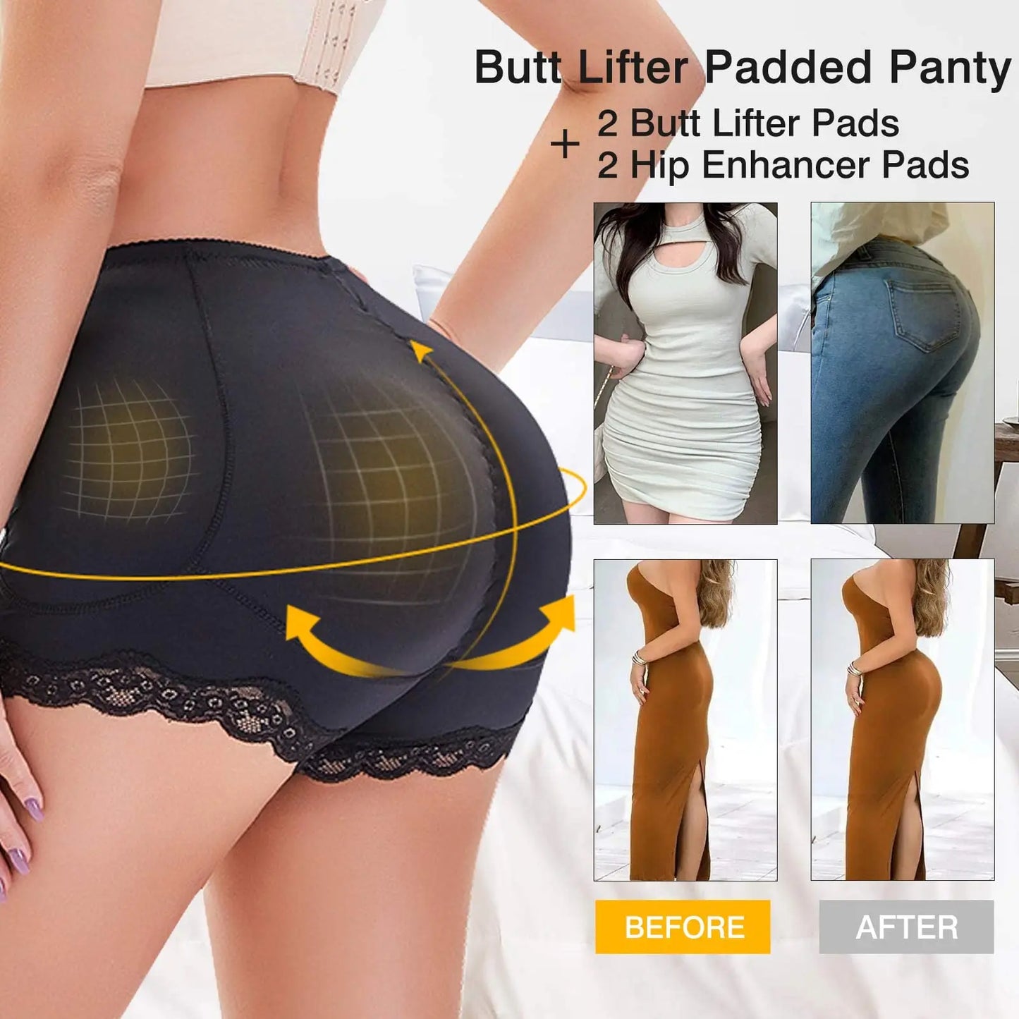 LILVIGOR Innovative Padded Underwear Women Butt Lifter Enhanced Seamless Shapewear