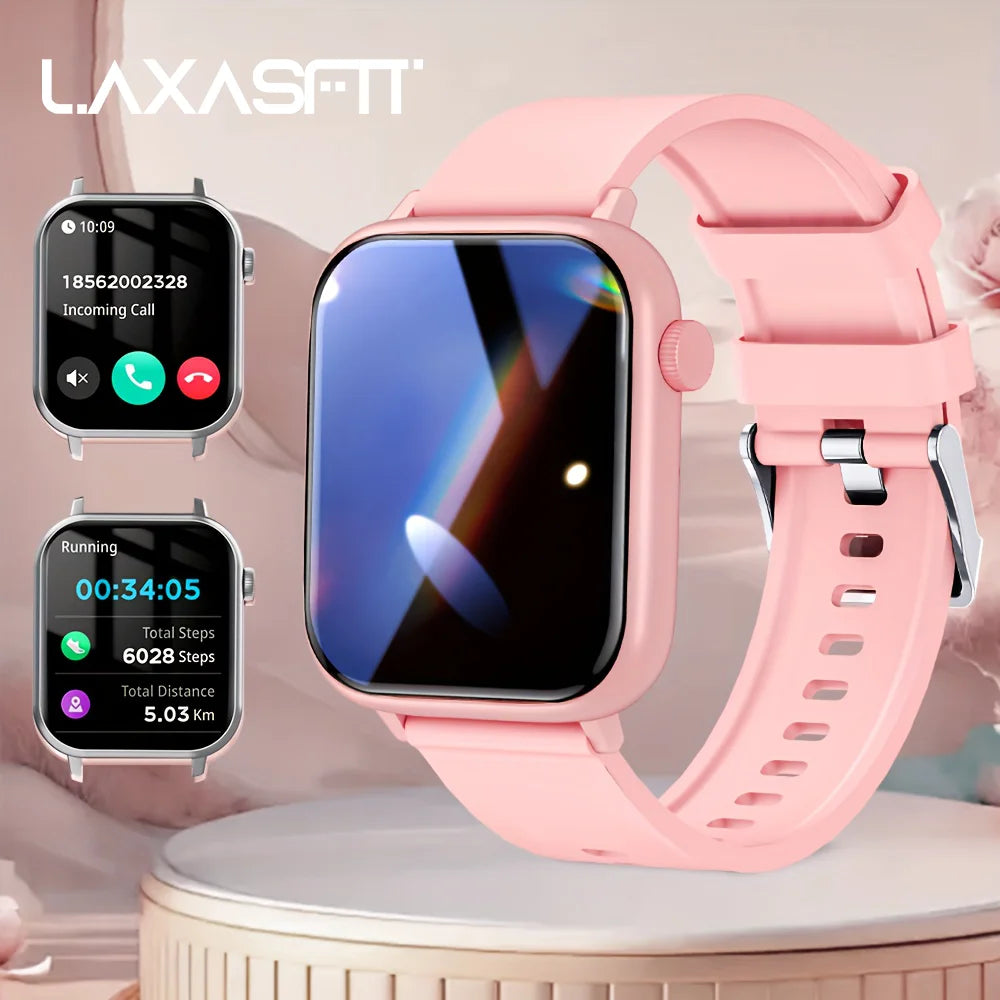 LAXASFIT Waterproof Smartwatch with Bluetooth Call and Voice Assistant