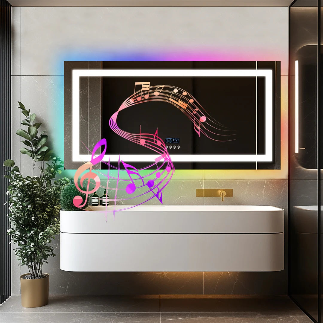 LUVODI RGB Backlit Bathroom Mirror With Bluetooth Speaker