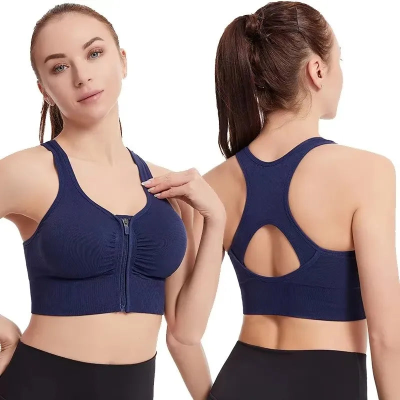 Women's Front Zipper Yoga Sports Bra Fitness Top For Women