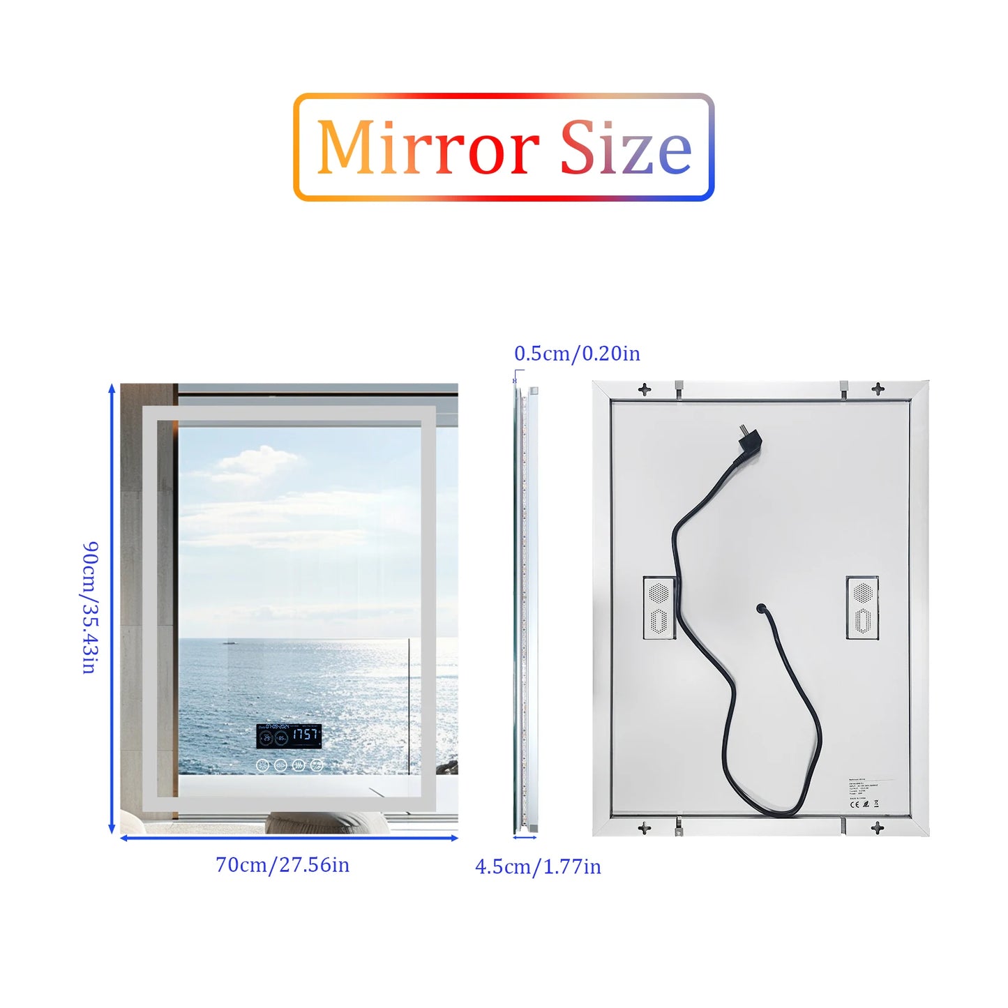 LUVODI RGB Backlit Bathroom Mirror With Bluetooth Speaker