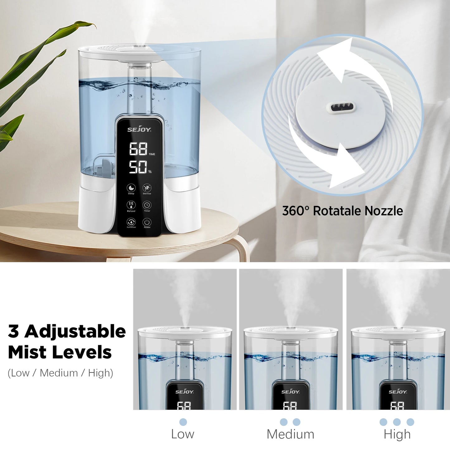 Sejoy FS-6868 Ultrasonic Air Humidifier 280ml/h Remote Control