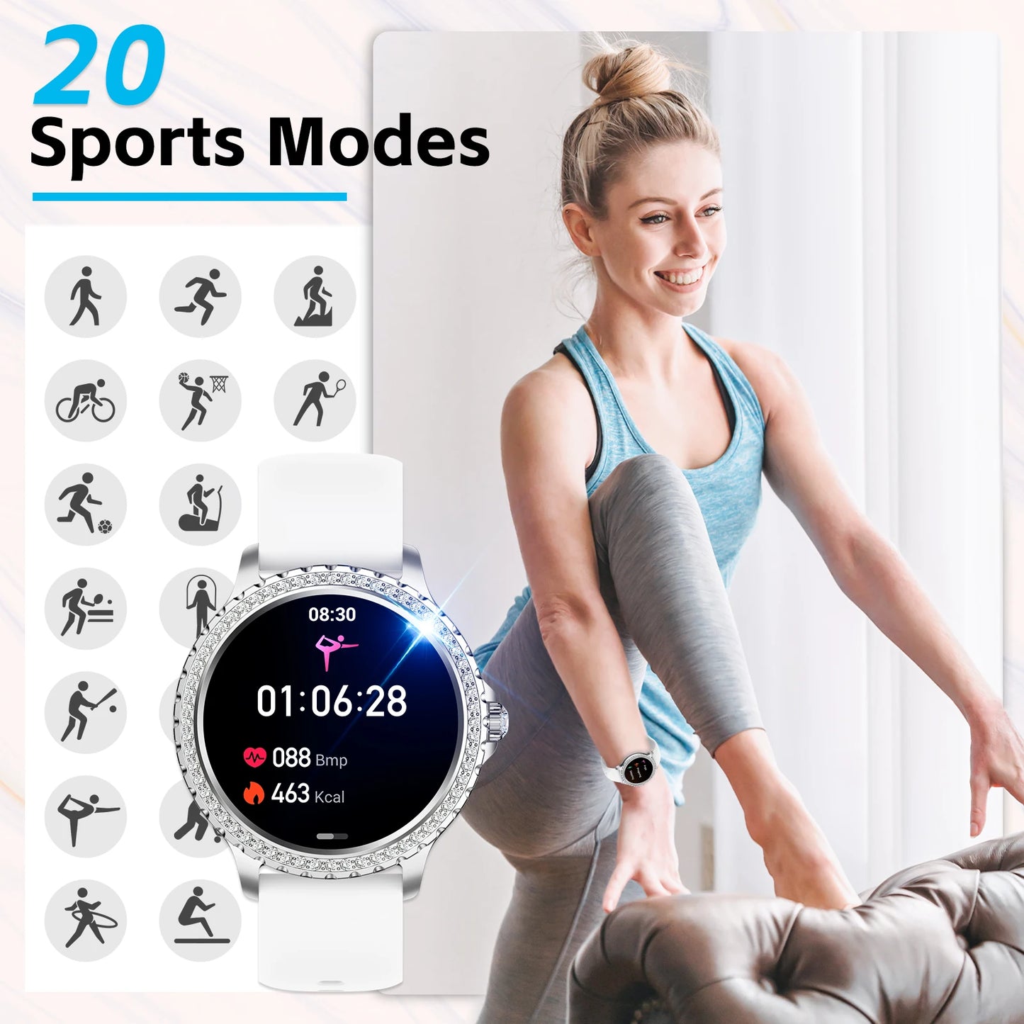 LaNikar Women Smart Watch Fitness Tracker Heart Rate Sleep Monitor