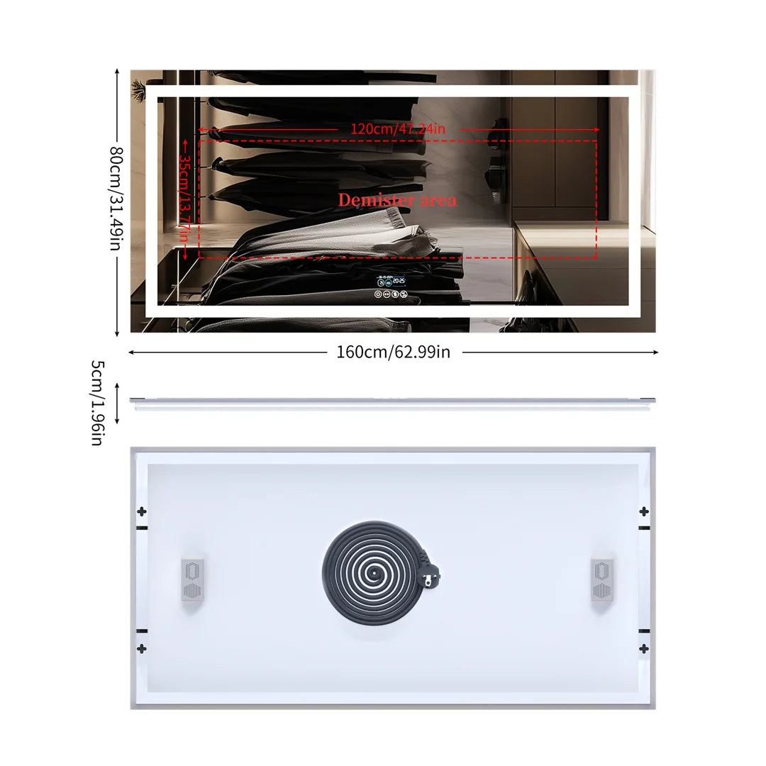LUVODI RGB Backlit Bathroom Mirror With Bluetooth Speaker