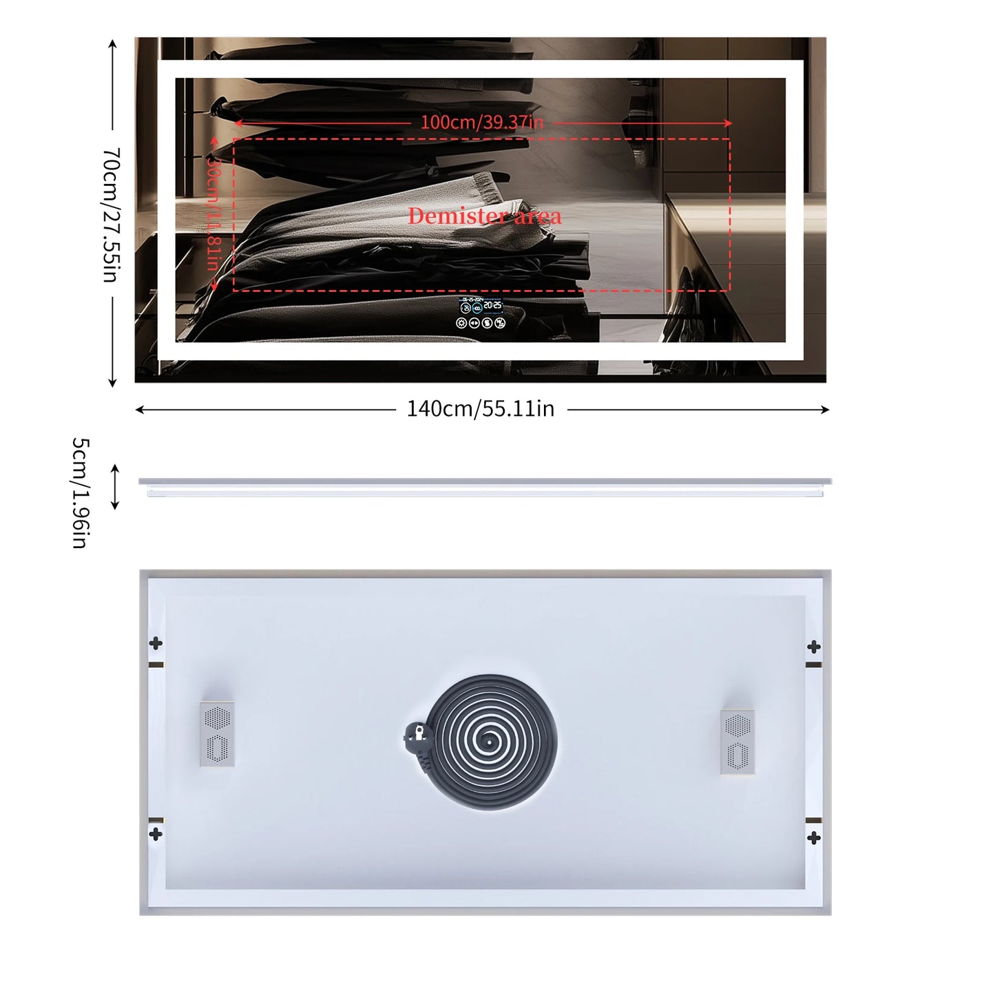 LUVODI RGB Backlit Bathroom Mirror With Bluetooth Speaker