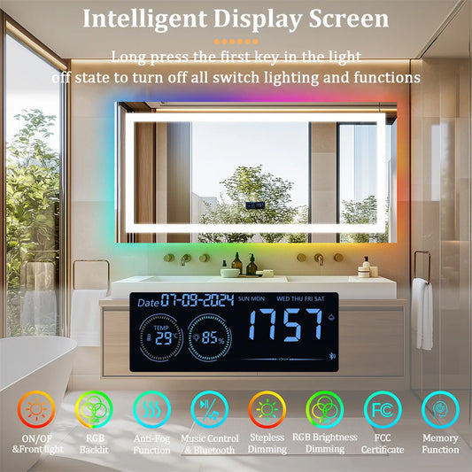 LUVODI RGB Backlit Bathroom Mirror With Bluetooth Speaker