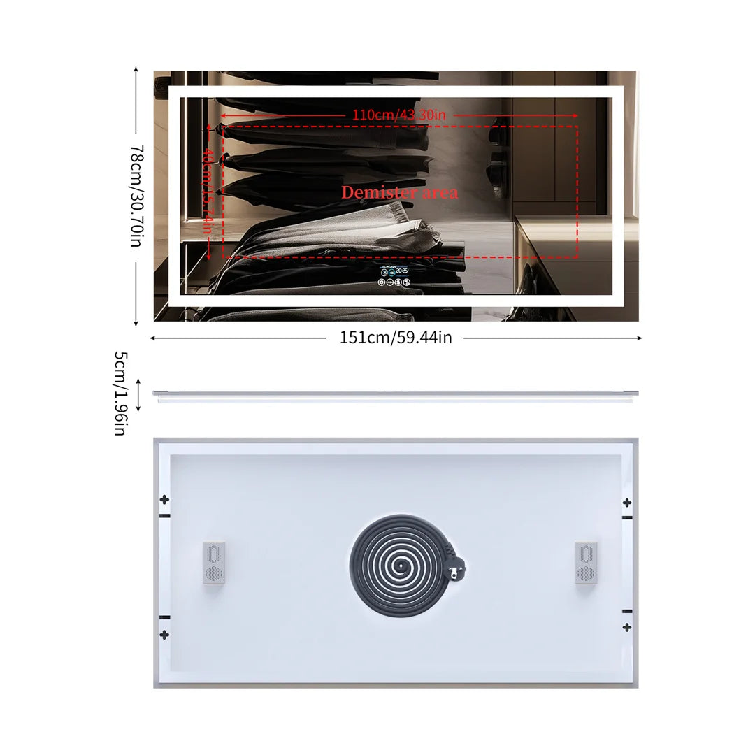 LUVODI RGB Backlit Bathroom Mirror With Bluetooth Speaker
