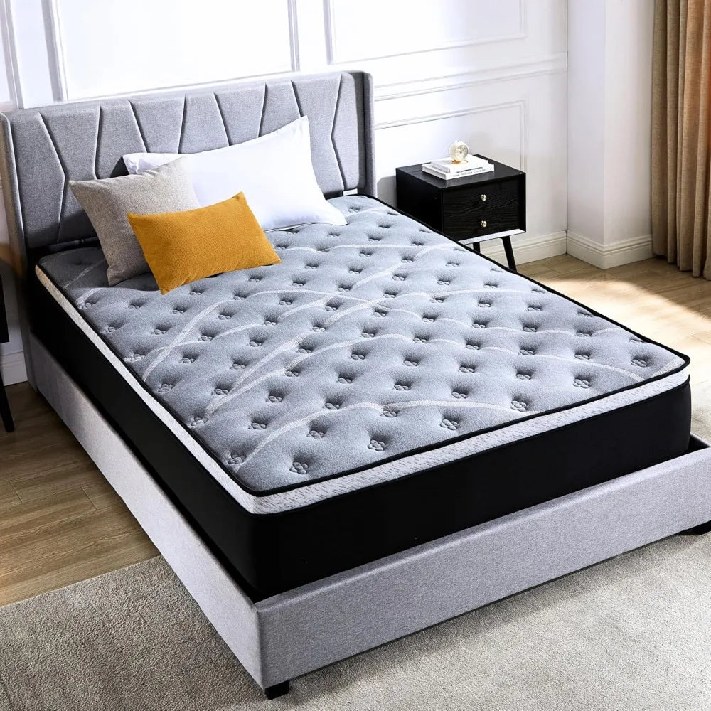 MKDK Memory Foam Hybrid Mattress With Pocket Springs In A Box For Pressure Relief