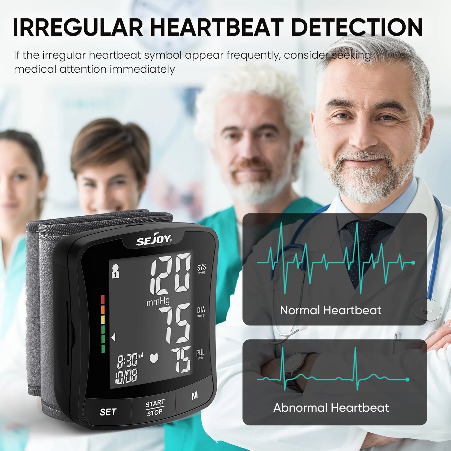 Sejoy Blood Pressure Monitor Wrist Cuff Digital BP Meter
