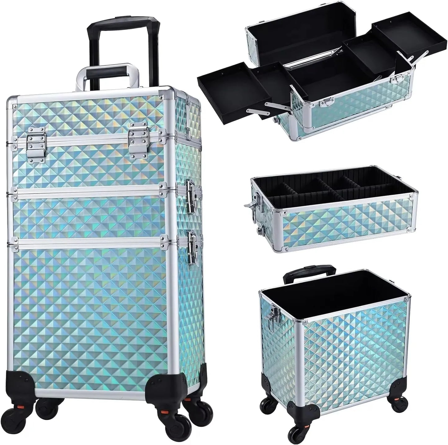 Maxulene Rolling Makeup Case On Wheels 3 In 1 Trolley