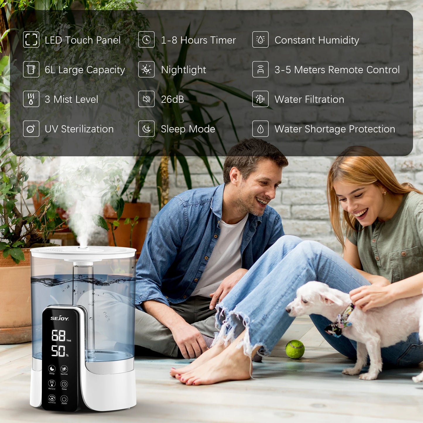 Sejoy FS-6868 Ultrasonic Air Humidifier 280ml/h Remote Control