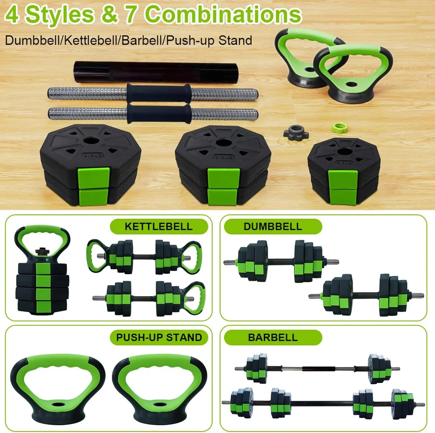 HiMISS 4 In 1 Adjustable Dumbbell Set Barbell Stand